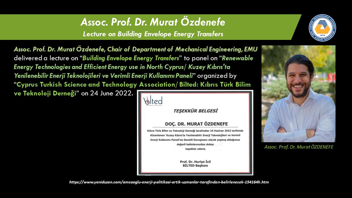 ​Assoc. Prof. Dr.​ Murat Özdenefe - lecture on “Building Envelope Energy Transfers”