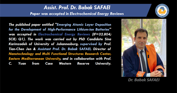 Assist. Prof. Dr. Babak SAFAEI Paper was accepted in "Electrochemical Energy Reviews"