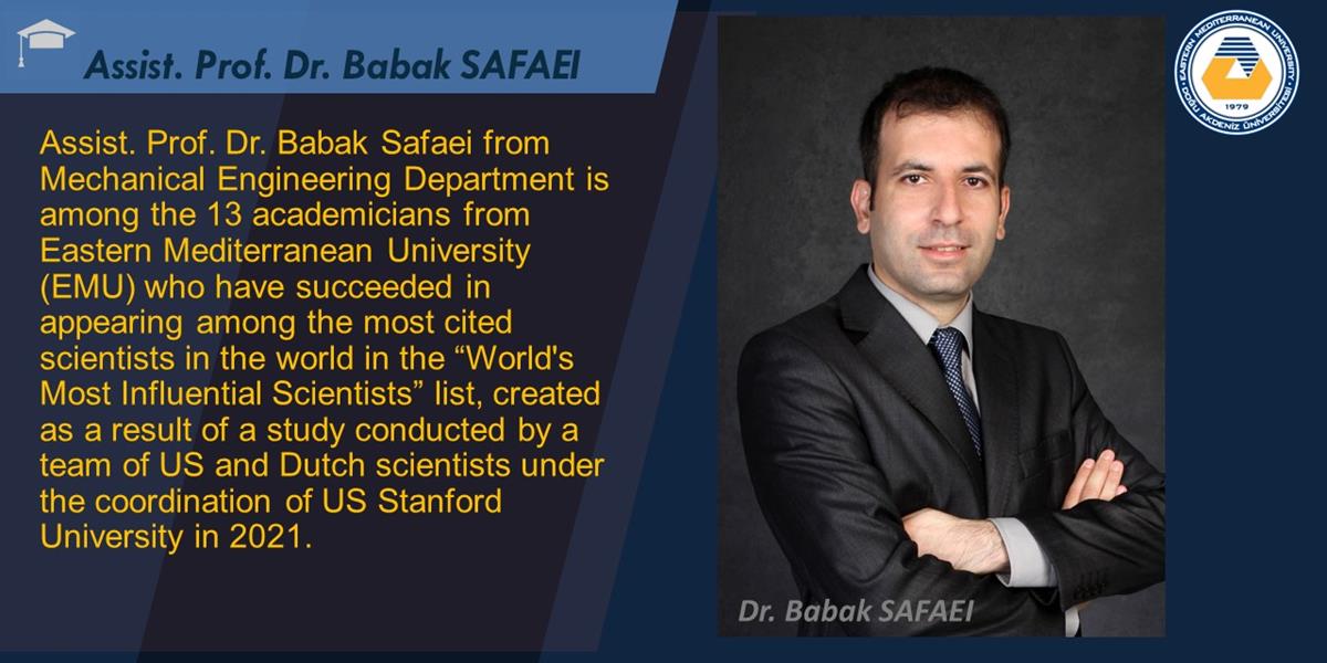 Assist. Prof. Dr. Babak Safaei is now among the top 2% of the World’s Most Influential Scientists List in Stanford University’s Study