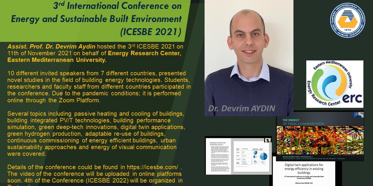 Assist. Prof. Dr. Devrim Aydin hosted the 3rd ICESBE 2021 